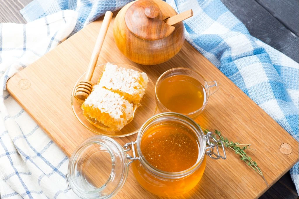 Honey juices prepared on glasses cup