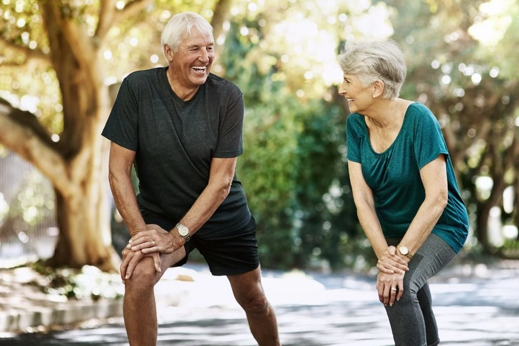 old couple doing their exercise outdoor