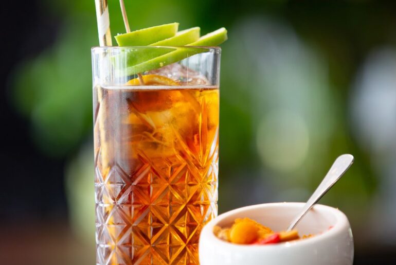 sweet iced tea with fruits