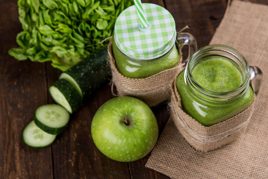 two green apple bubble teas