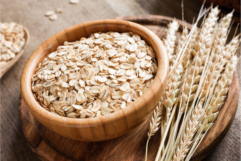 oatmeal in a wooden bowl