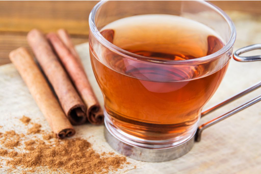 Brewed Cinnamon tea with cinnamon sticks