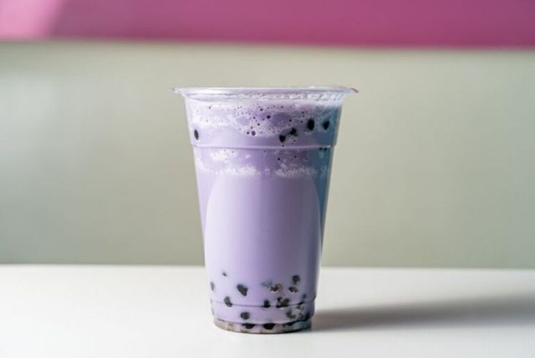 a cup of ube tea