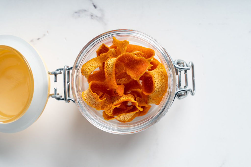 dried orange peel in a jar 