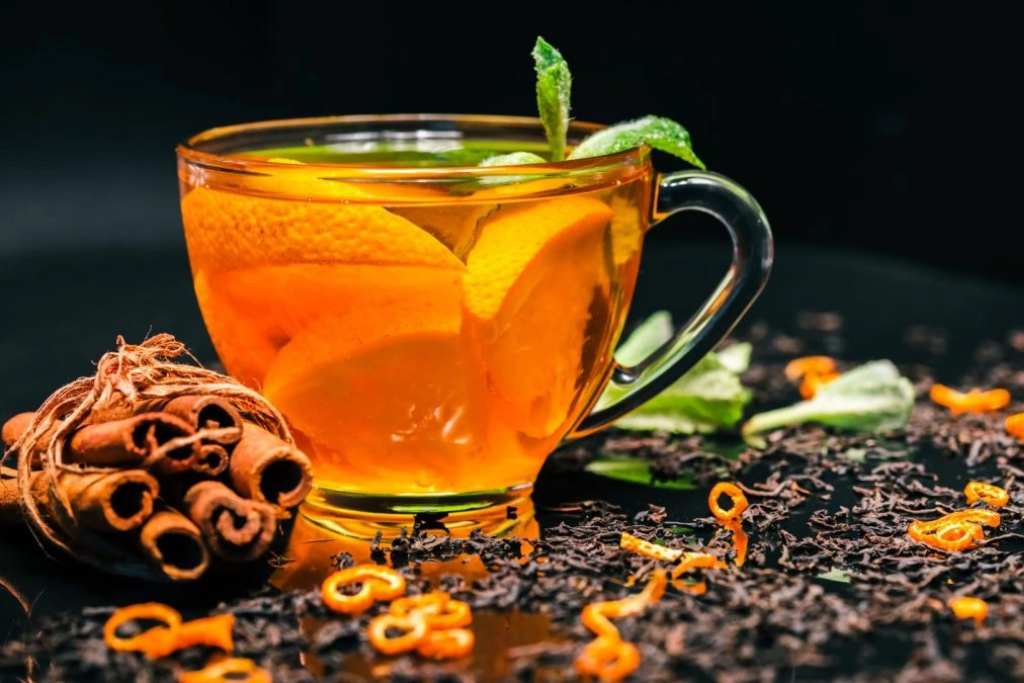 orang pee tea with mint 