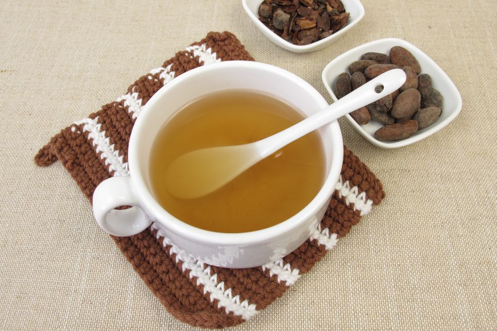 cocoa tea on a white tea cup