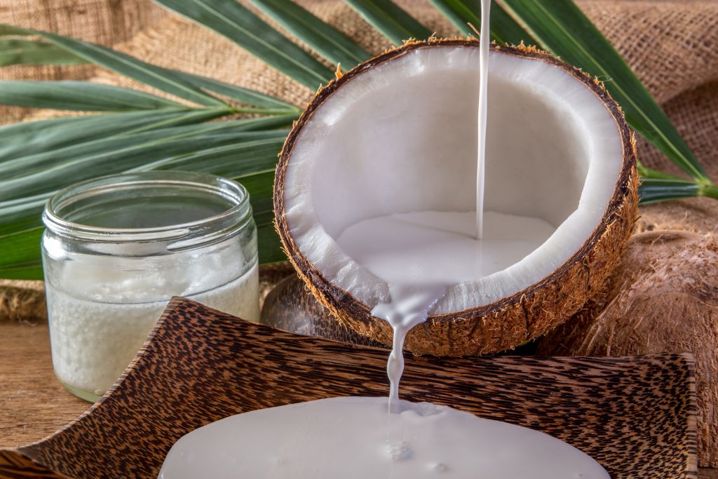 Pouring coconut milk