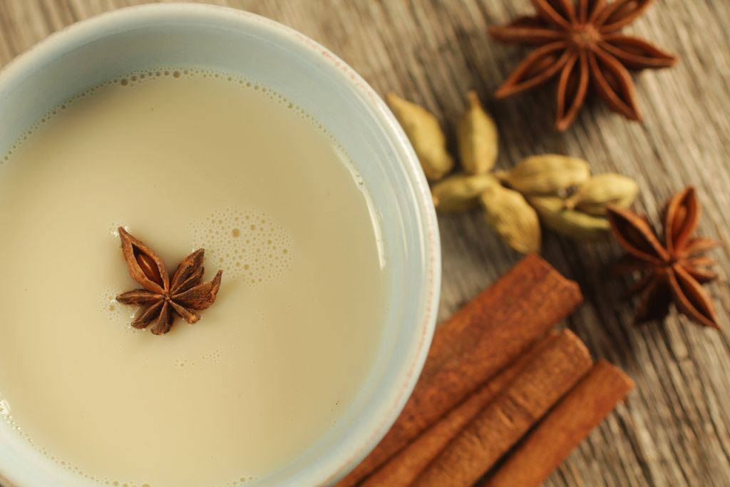 Chai tea infused with coconut milk