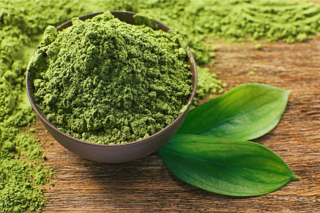 a bowl of powdered matcha on a table